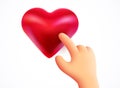 Hand pressing like button. Heart symbol