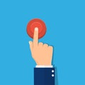 Hand pressing red button Royalty Free Stock Photo