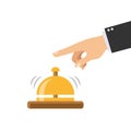 Hand pressing service bell. Receptionist concept. Royalty Free Stock Photo