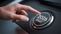 Hand pressing 2026 start button for new beginnings Royalty Free Stock Photo