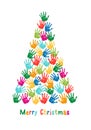 Hand print Christmas tree, vector
