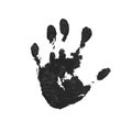 Hand print isolated on white background. Black paint human hands. Silhouette of child, kid, young people handprint