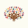 Hand print people tree symbol for community help Royalty Free Stock Photo
