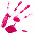 Hand print with pink color