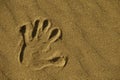 Hand Print in Sand Royalty Free Stock Photo