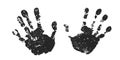 Hand print set isolated on white background. Black paint human hands. Silhouette child, kid, young people handprint Royalty Free Stock Photo