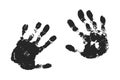 Hand print set isolated on white background. Black paint human hands. Silhouette child, kid, young people handprint Royalty Free Stock Photo