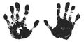 Hand print set isolated on white background. Black paint human hands. Silhouette child, kid, young people handprint Royalty Free Stock Photo