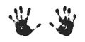 Hand print set isolated on white background. Black paint human hands. Silhouette child, kid, young people handprint Royalty Free Stock Photo