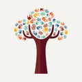 Hand print tree for culture diversity and help Royalty Free Stock Photo