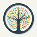 Hand print tree of diverse community team help