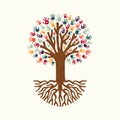 Hand print tree illustration for community help Royalty Free Stock Photo