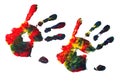 Hand prints with acrylic paint Royalty Free Stock Photo