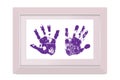 Hand prints in a frame. The concept of my family on a white background. Vector illustration. EPS 10.