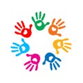 Hand prints with hearts. Full of Love icon vector illustration