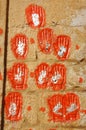 Hand prints of women who committed sati in Jodhpur,India