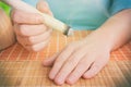 Hand with professional moxa sticks Royalty Free Stock Photo