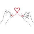 Hand promise with red thread vector Royalty Free Stock Photo