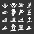 Hand protect icon set grey vector