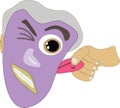 Hand pulling ear on purple face illustration