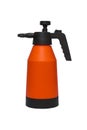 Hand-pumped sprayer isolated on white background. Garden pressure sprayer for dispensing fertilizer, pesticide or herbicide.