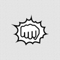 Hand punch, fist line icon. Forward sign. Vector on isolated background. EPS 10 Royalty Free Stock Photo