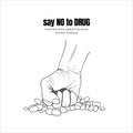 Hand punching drugs hand drawn illustration design for say no to drug campaign design