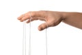 Hand of puppeteer on white background Royalty Free Stock Photo