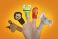 Hand with puppets Royalty Free Stock Photo