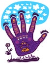 Hand purple aliens