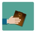 Hand with purse wallet icon