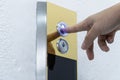 Hand push the elevator button up Royalty Free Stock Photo