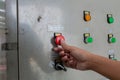 Hand push Emergency button in product line