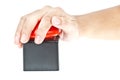 Hand push on Red button Royalty Free Stock Photo