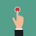 Hand push red button. Icon of web button Royalty Free Stock Photo