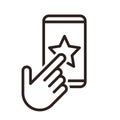 Hand push on star. Selecting favorite. Rating program icon, review system symbol