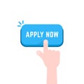 Hand pushing on apply now button