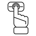 Hand pushing button on control panel, line icon Royalty Free Stock Photo