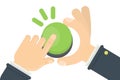 Hand pushing green button Royalty Free Stock Photo