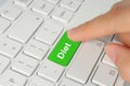 Hand pushing green diet keyboard button Royalty Free Stock Photo