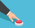 Hand pushing red button. Press button. Vector illustration Royalty Free Stock Photo