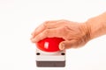 Hand pushing a red buzzer Royalty Free Stock Photo