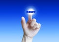 Hand pushing reset on touchscreen button Royalty Free Stock Photo