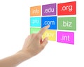 Hand pushing virtual domain name Royalty Free Stock Photo