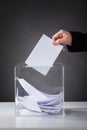 Hand putting ballot in box