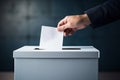 Hand putting an empty ballot in election box - Ai Generated Royalty Free Stock Photo