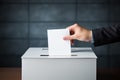 Hand putting an empty ballot in election box - Ai Generated