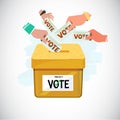 Hand Putting Vote Into Box. Voting and democracy concept - vector