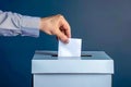 hand putting vote paper into ballot box, generative ai Royalty Free Stock Photo