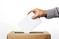 hand putting vote paper into ballot box, generative ai Royalty Free Stock Photo